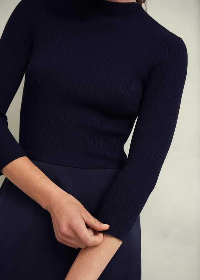 Dresses and Jumpsuits Women HOBBS Trina Satin Knitted Dresses Hobbs Navy