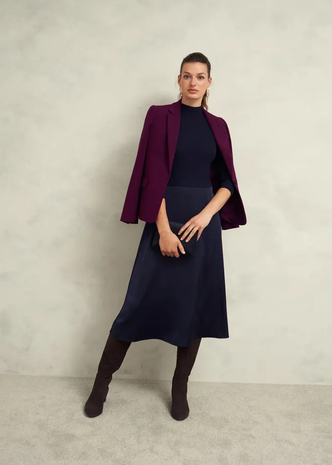 Dresses and Jumpsuits Women HOBBS Trina Satin Knitted Dresses Hobbs Navy