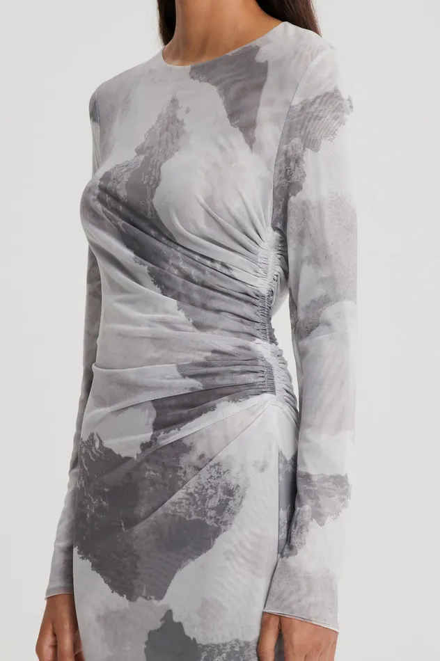 Dresses MESH CLOUD PRINT DRESS GREY Scanlan Theodore Women Dresses MESH CLOUD PRINT DRESS GREY Scanlan Theodore Women