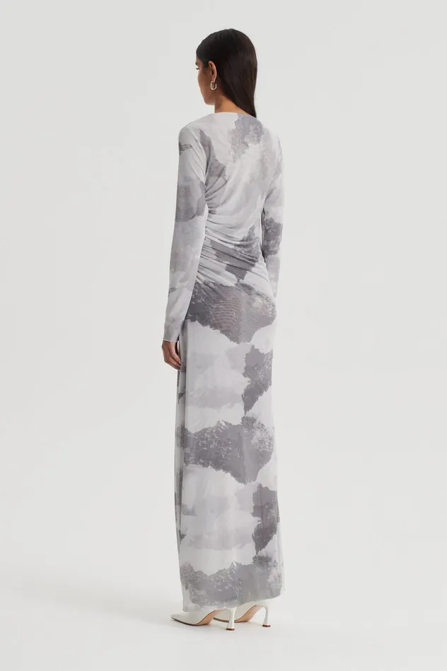 Dresses MESH CLOUD PRINT DRESS GREY Scanlan Theodore Women Dresses MESH CLOUD PRINT DRESS GREY Scanlan Theodore Women