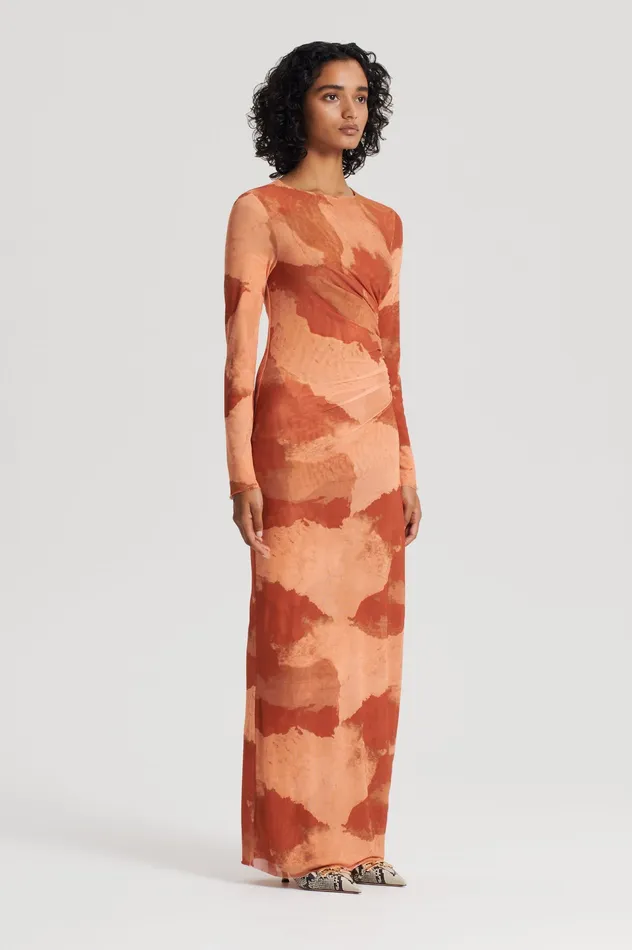 Dresses Scanlan Theodore Women MESH CLOUD PRINT DRESS TAN Dresses Scanlan Theodore Women MESH CLOUD PRINT DRESS TAN