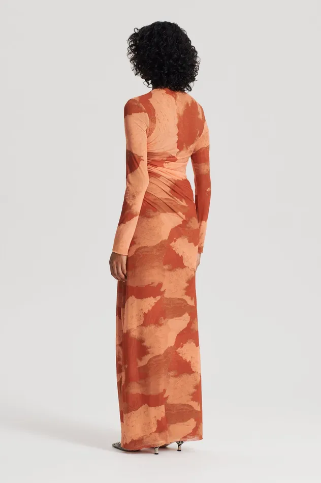Dresses Scanlan Theodore Women MESH CLOUD PRINT DRESS TAN Dresses Scanlan Theodore Women MESH CLOUD PRINT DRESS TAN
