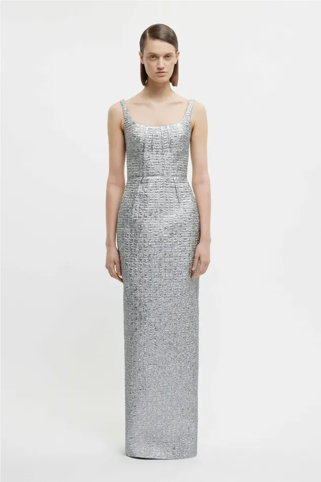 Dresses Sharon Dress In Silver Metallic Seersucker Emilia Wickstead Women