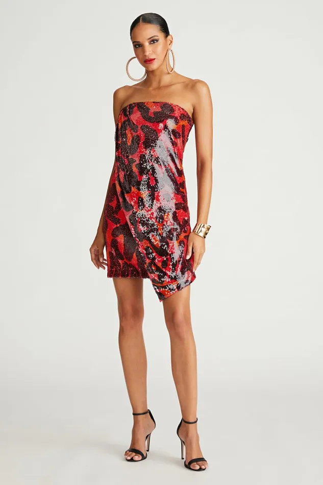 Dresses Women Halston Ari Dress In Printed Sequin Leopard Degrade