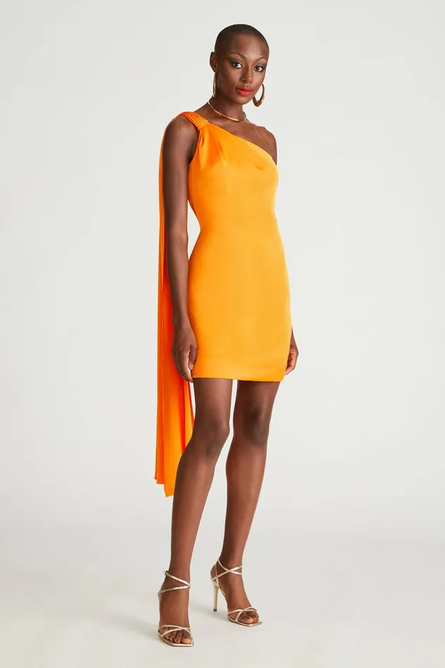 Dresses Women Halston Jax Dress In Satin Tangerine