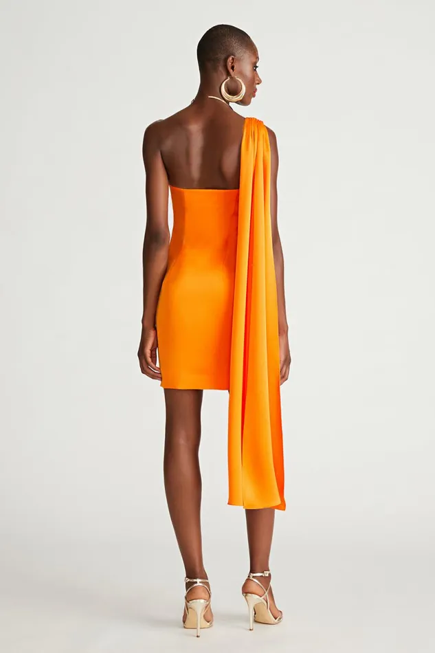 Dresses Women Halston Jax Dress In Satin Tangerine
