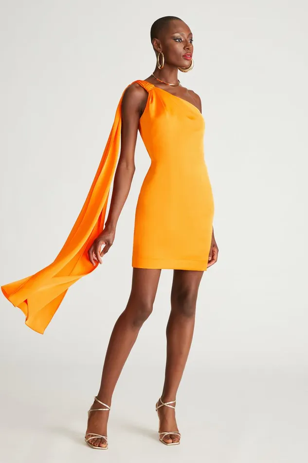 Dresses Women Halston Jax Dress In Satin Tangerine