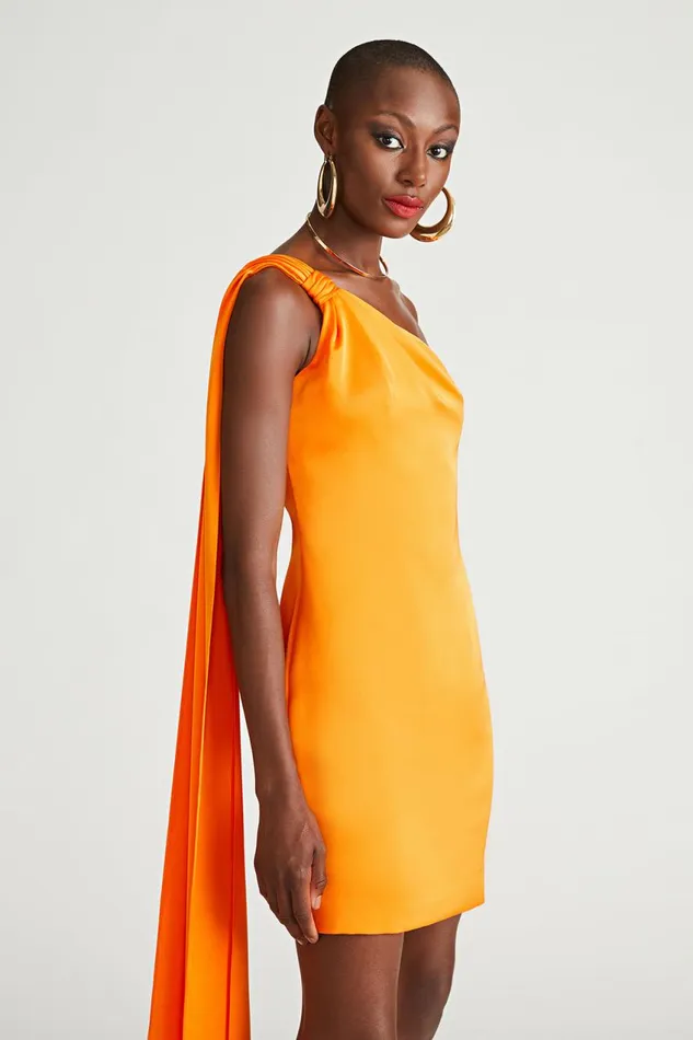 Dresses Women Halston Jax Dress In Satin Tangerine