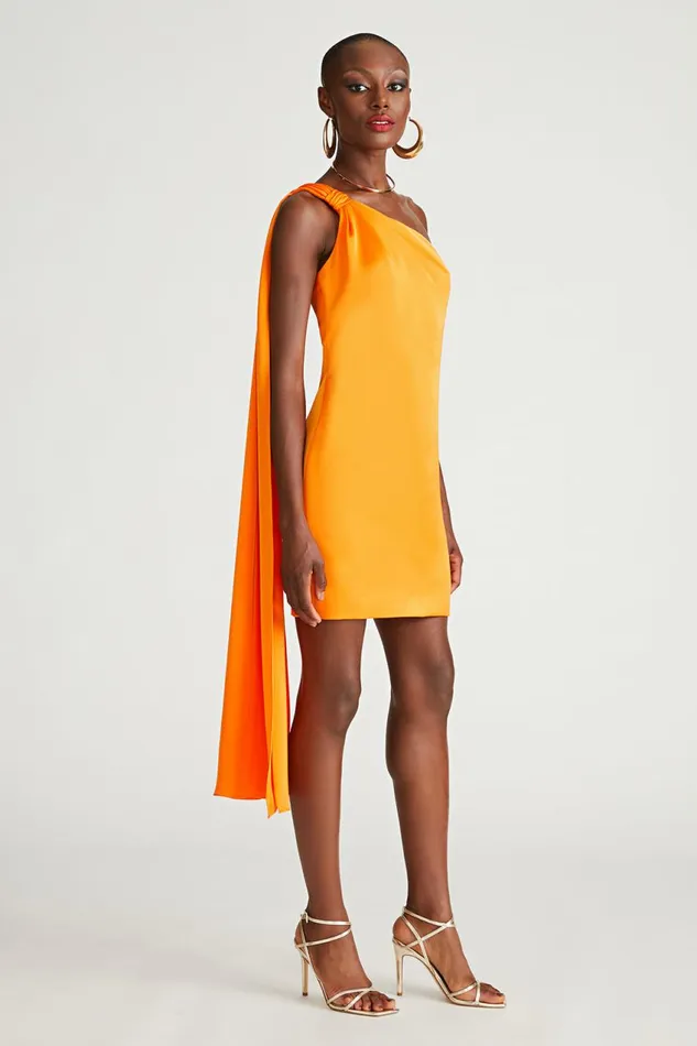 Dresses Women Halston Jax Dress In Satin Tangerine