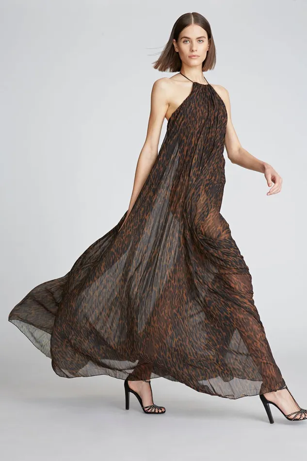 Dresses Women Halston Mariana Gown In ScubaChiffon Leopard Print