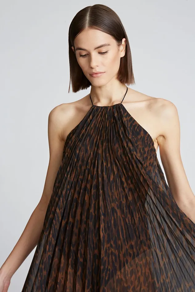Dresses Women Halston Mariana Gown In ScubaChiffon Leopard Print