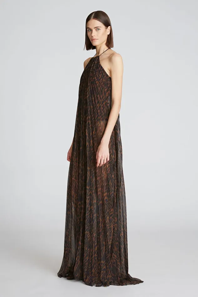 Dresses Women Halston Mariana Gown In ScubaChiffon Leopard Print