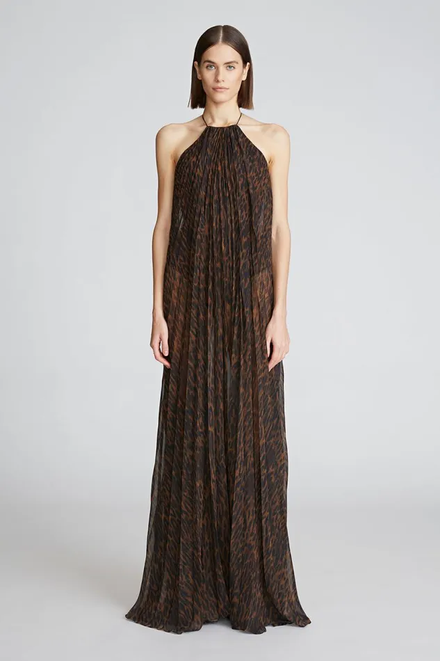 Dresses Women Halston Mariana Gown In ScubaChiffon Leopard Print