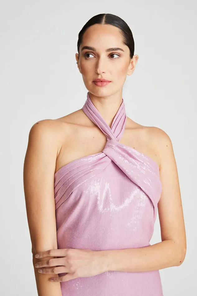 Dresses Women Halston Sarena Dress In Stretch Sequin Wisteria