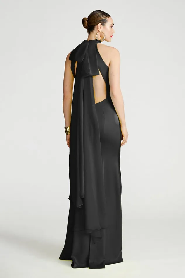 Dresses Women Halston Speranza Gown In Satin Black