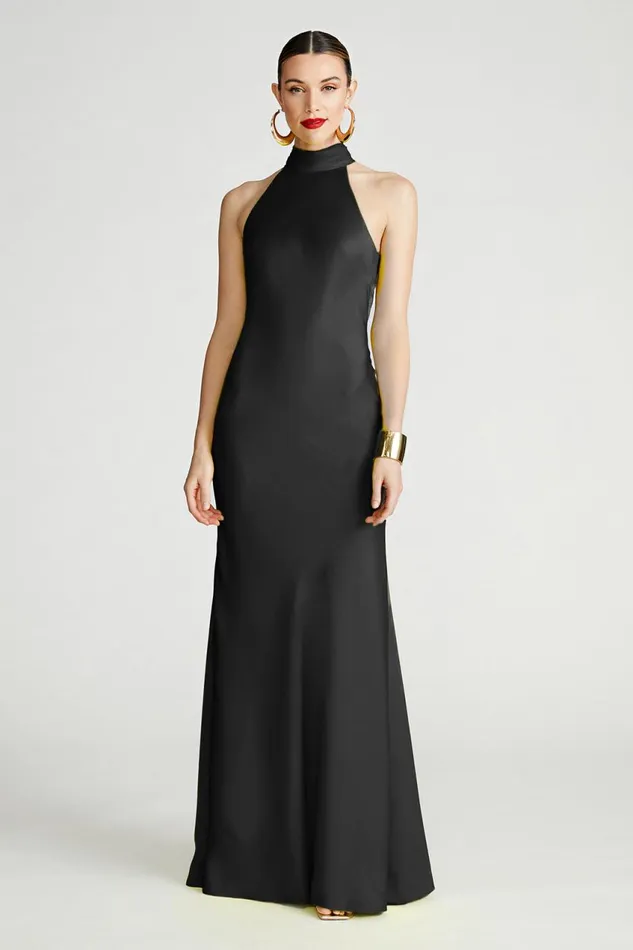 Dresses Women Halston Speranza Gown In Satin Black