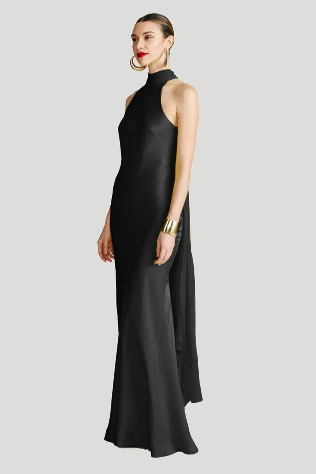 Dresses Women Halston Speranza Gown In Satin Black