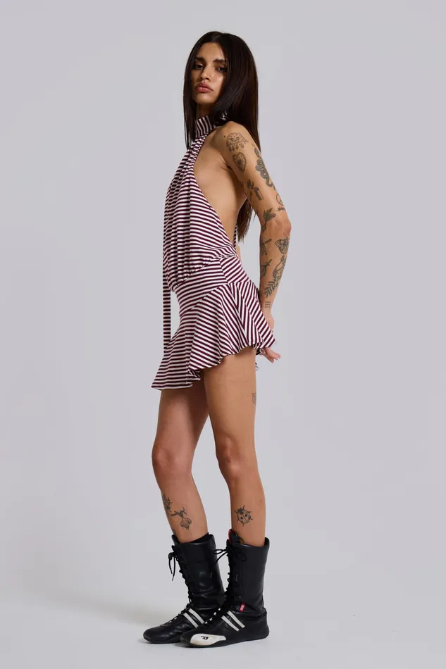 Dresses Women Jaded London Shop Enya Backless Mini Dress in Burgundy