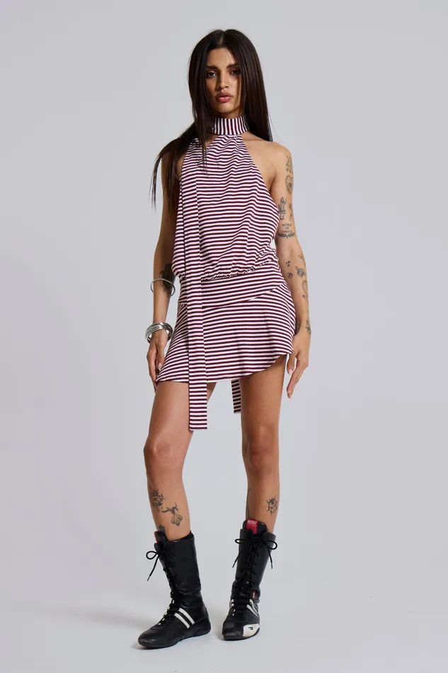 Dresses Women Jaded London Shop Enya Backless Mini Dress in Burgundy