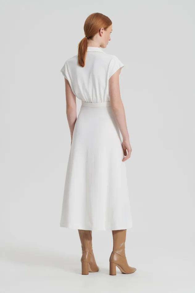 Dresses Women Scanlan Theodore CREPE KNIT SHIRT DRESS CREAM