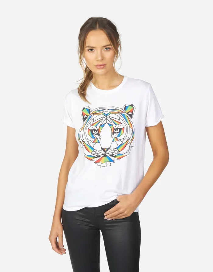 Edda Geo Tiger White Women039s Lauren Moshi Short Sleeve