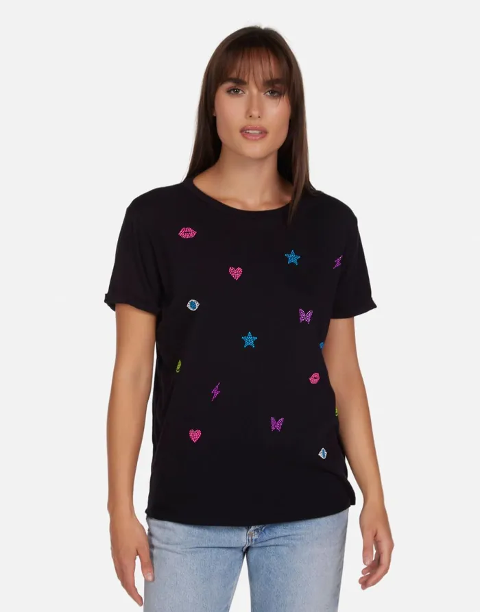 Edda Neon Stud Elements Black Women039s Lauren Moshi Short Sleeve