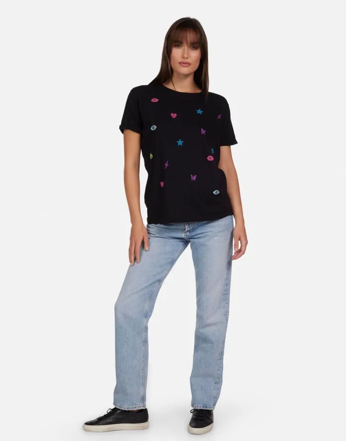 Edda Neon Stud Elements Black Women039s Lauren Moshi Short Sleeve