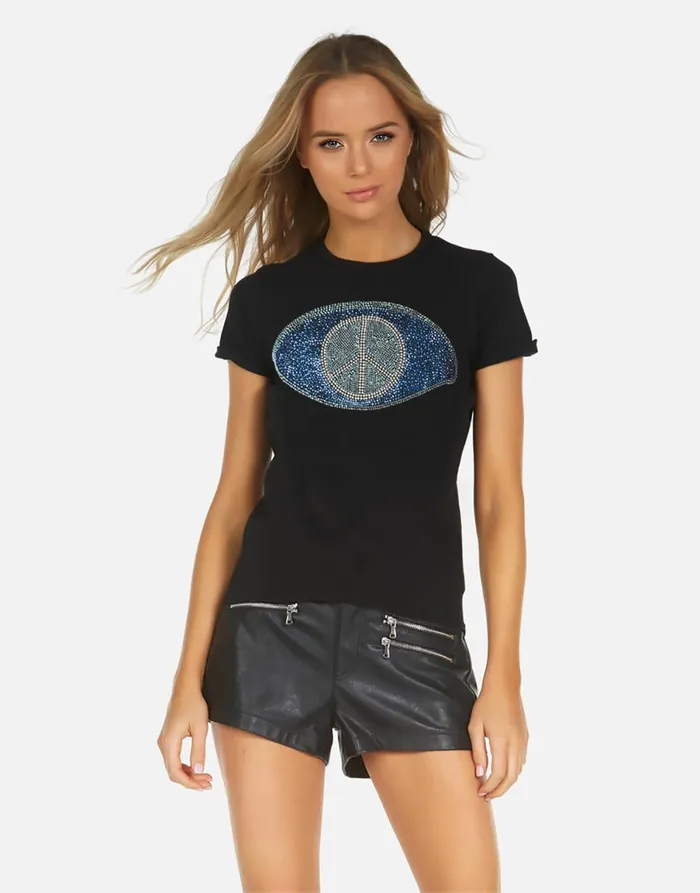 Edda Peace Evil Eye Black Women039s Lauren Moshi Short Sleeve
