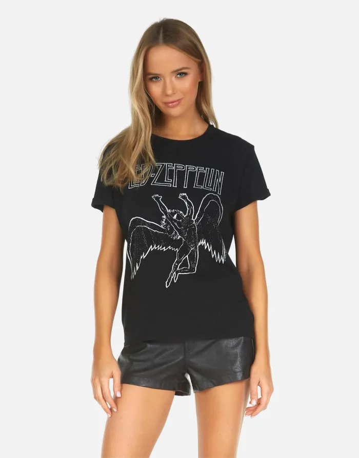 Edda X Led Zeppelin Outline Black Women039s Lauren Moshi Short Sleeve