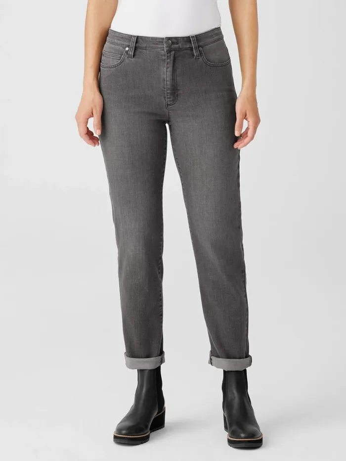 Eileen Fisher Denim Organic Cotton Stretch HighWaisted Jean Carbon 8211 Shop