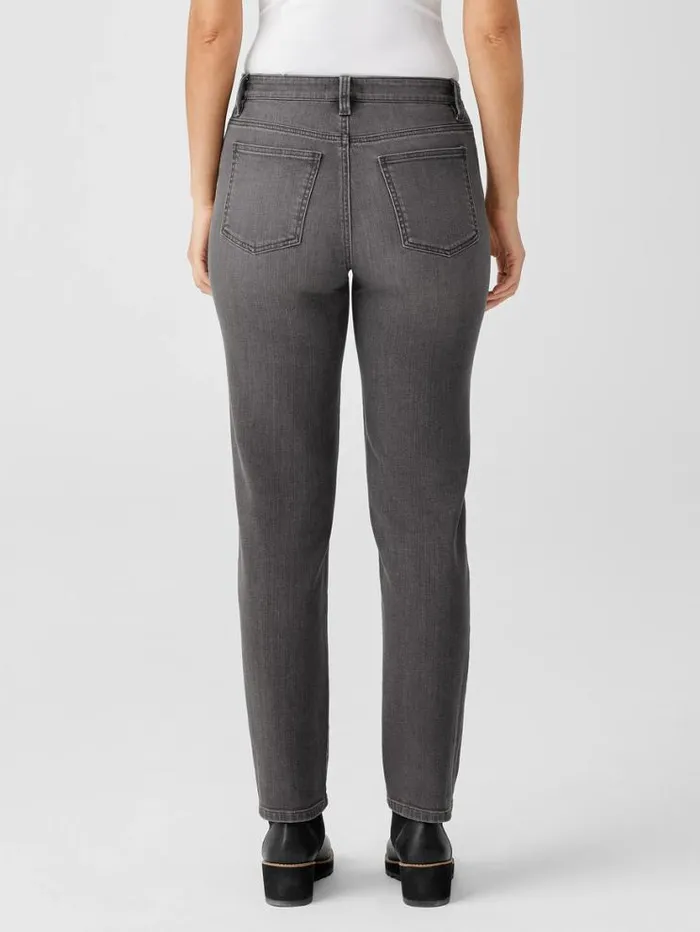 Eileen Fisher Denim Organic Cotton Stretch HighWaisted Jean Carbon 8211 Shop