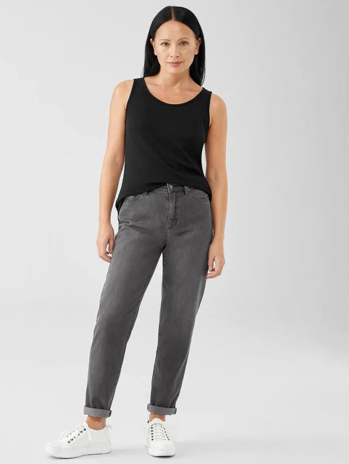 Eileen Fisher Denim Organic Cotton Stretch HighWaisted Jean Carbon 8211 Shop