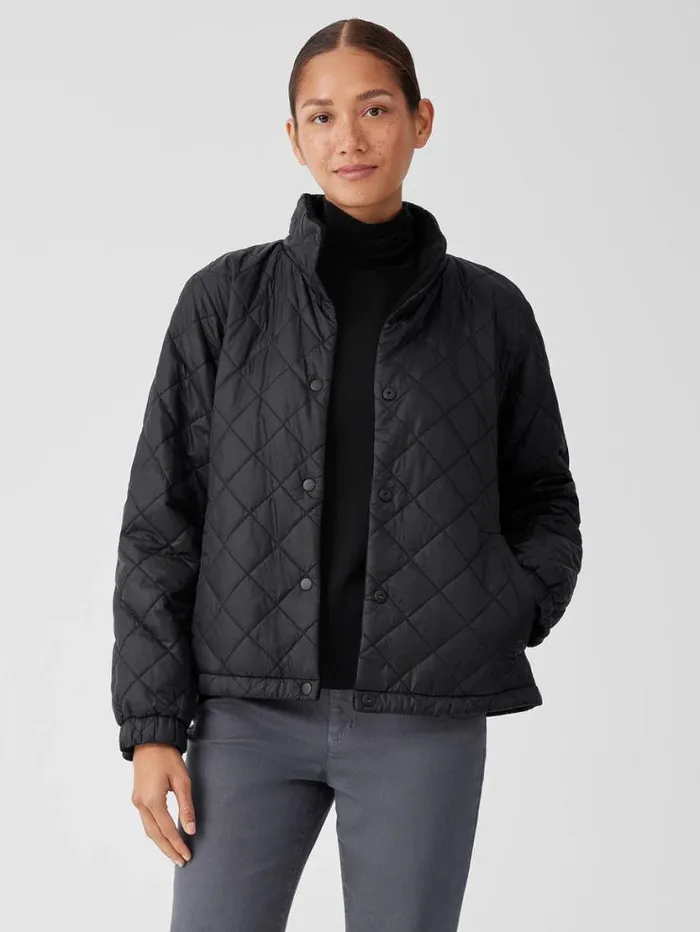 Eileen Fisher Extended Sizing 1X3X Eggshell Recycled Nylon Reversible Jacket Black 8211 Shop