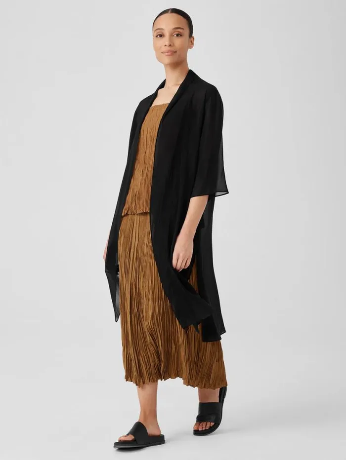 Eileen Fisher Petite Sheer Silk Georgette High Collar Jacket Black 8211 Shop