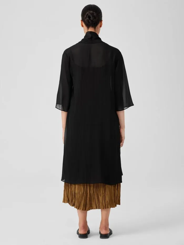 Eileen Fisher Petite Sheer Silk Georgette High Collar Jacket Black 8211 Shop