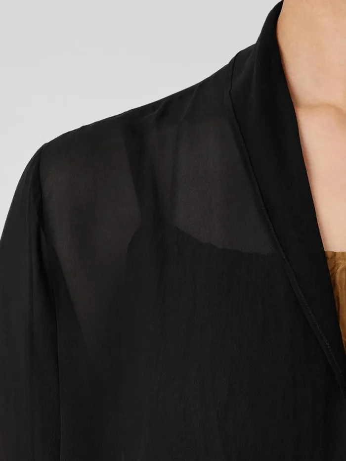 Eileen Fisher Petite Sheer Silk Georgette High Collar Jacket Black 8211 Shop
