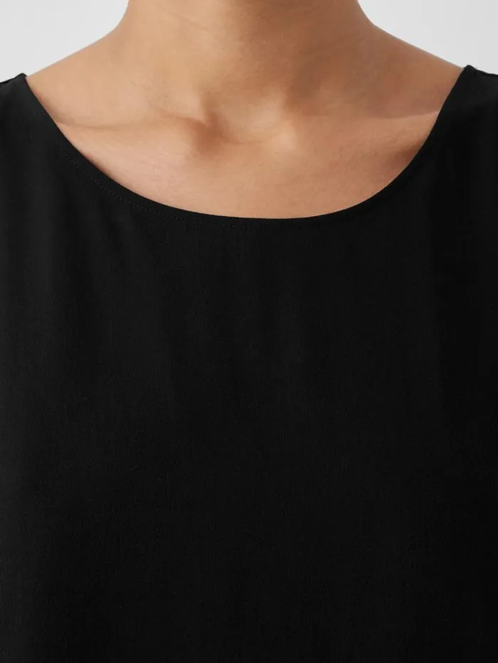 Eileen Fisher Petite Silk Georgette Crepe Ballet Neck Tank Black 8211 Shop