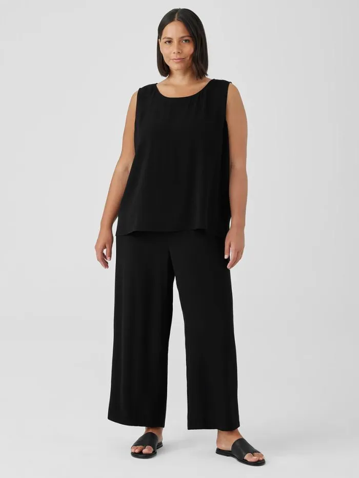 Eileen Fisher Petite Silk Georgette Crepe Ballet Neck Tank Black 8211 Shop