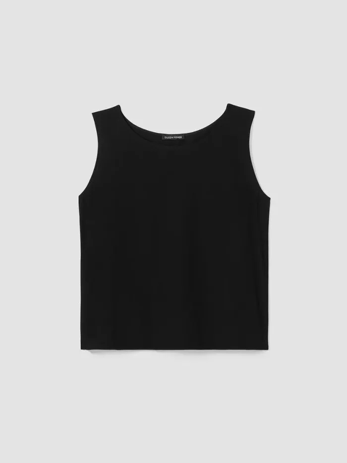 Eileen Fisher Petite Silk Georgette Crepe Ballet Neck Tank Black 8211 Shop