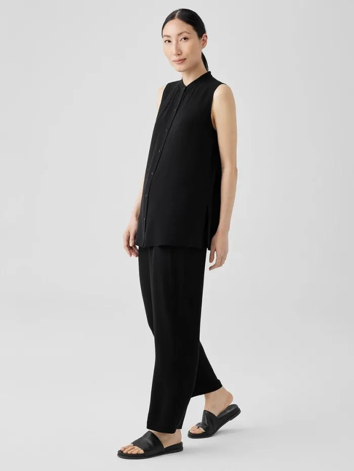 Eileen Fisher Petite Silk Georgette Crepe Sleeveless Shirt Black 8211 Shop
