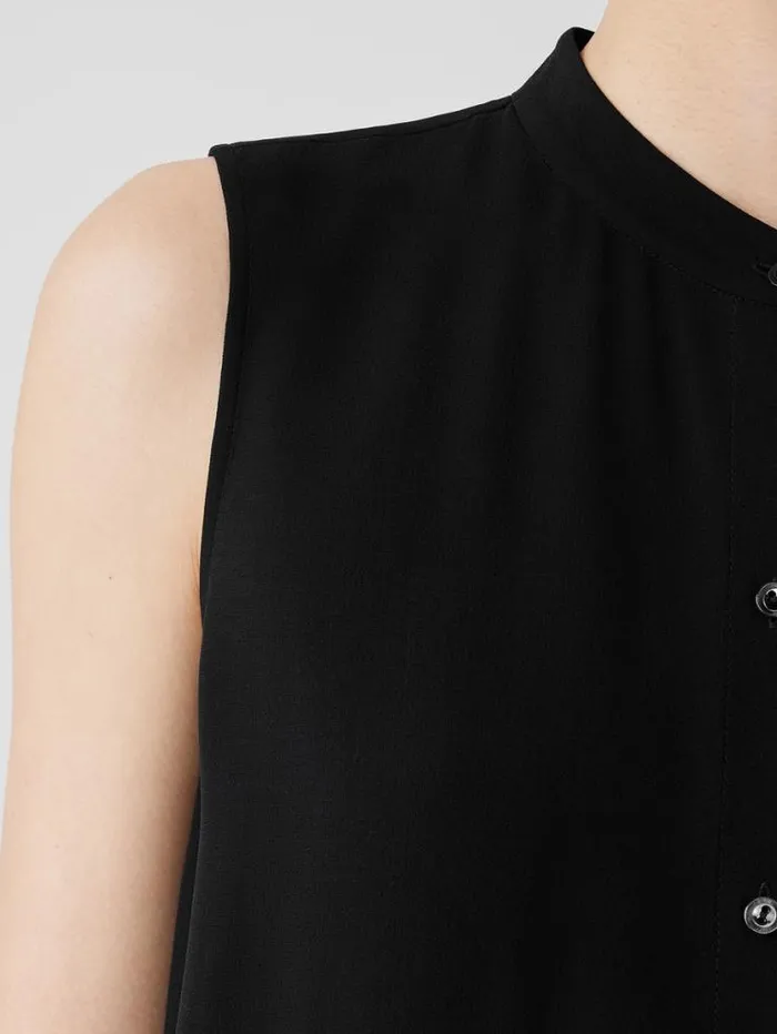 Eileen Fisher Petite Silk Georgette Crepe Sleeveless Shirt Black 8211 Shop