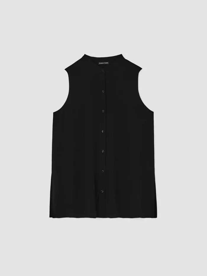 Eileen Fisher Petite Silk Georgette Crepe Sleeveless Shirt Black 8211 Shop