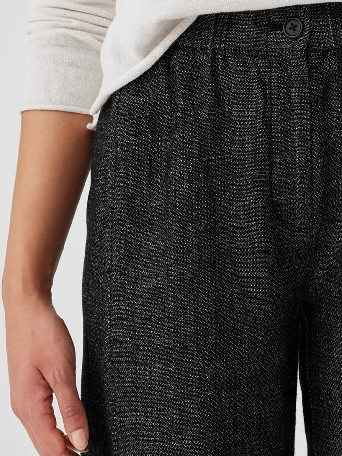 Eileen Fisher Petite Tweedy Hemp Cotton WideLeg Pant Black 8211 Shop