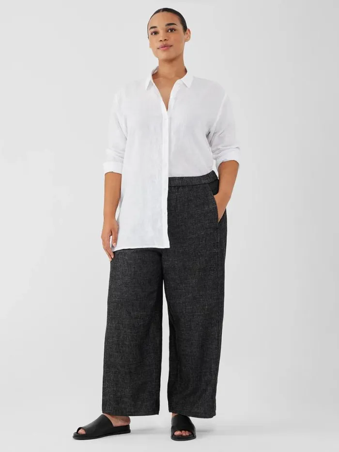 Eileen Fisher Petite Tweedy Hemp Cotton WideLeg Pant Black 8211 Shop
