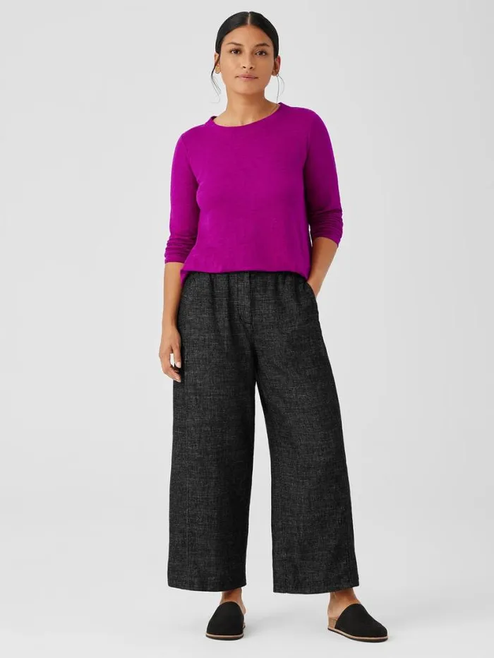Eileen Fisher Petite Tweedy Hemp Cotton WideLeg Pant Black 8211 Shop
