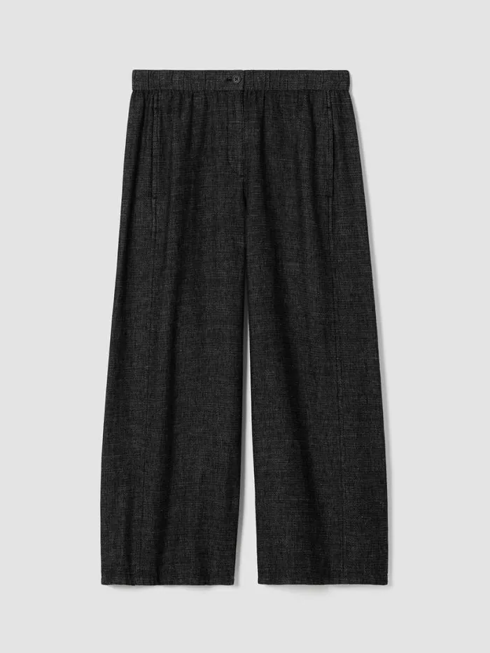 Eileen Fisher Petite Tweedy Hemp Cotton WideLeg Pant Black 8211 Shop