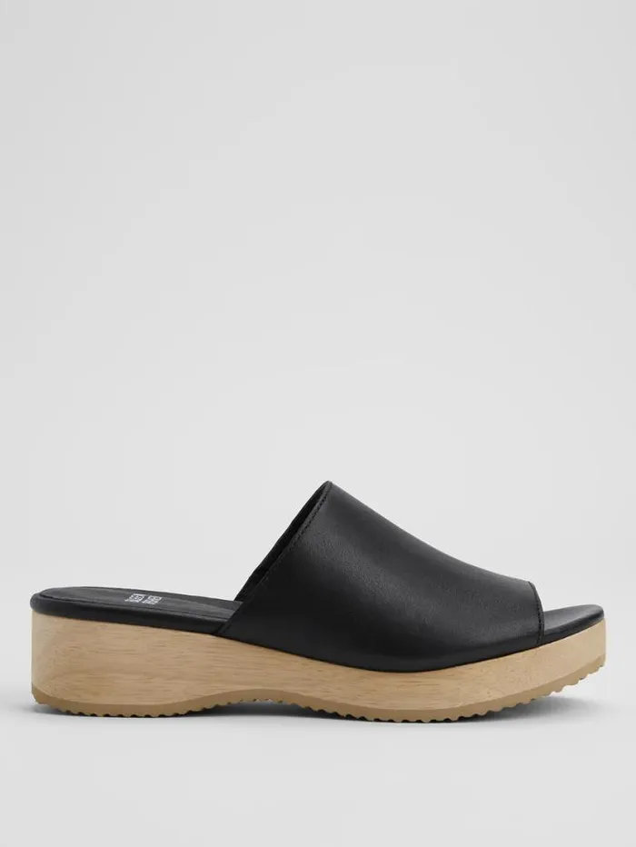 Eileen Fisher Shoes Novel Leather Wedge Sandal Black 8211 Shop