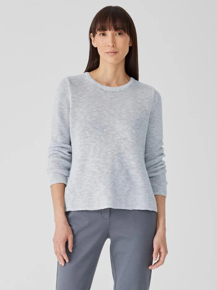 Eileen Fisher Sweaters and Cardigans Organic Linen Cotton Slub Crew Neck Top Pearl 8211 Shop
