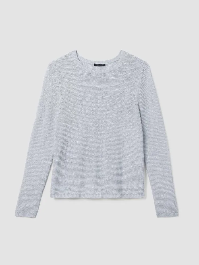 Eileen Fisher Sweaters and Cardigans Organic Linen Cotton Slub Crew Neck Top Pearl 8211 Shop