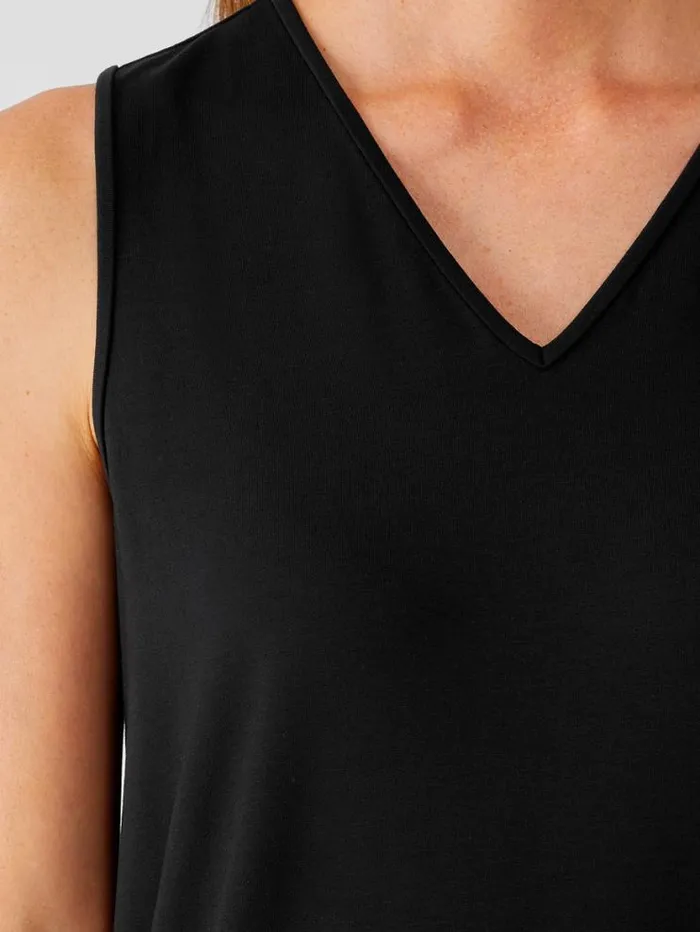 Eileen Fisher Tanks and Camis Stretch Jersey Knit VNeck Tank Black 8211 Shop